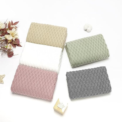 Neiwech Baby Blanket Boy Girl Knit Soft Swaddle Receiving Blankets for Newborn Nursery Infant Crib Stroller White 30 x 40 Inch