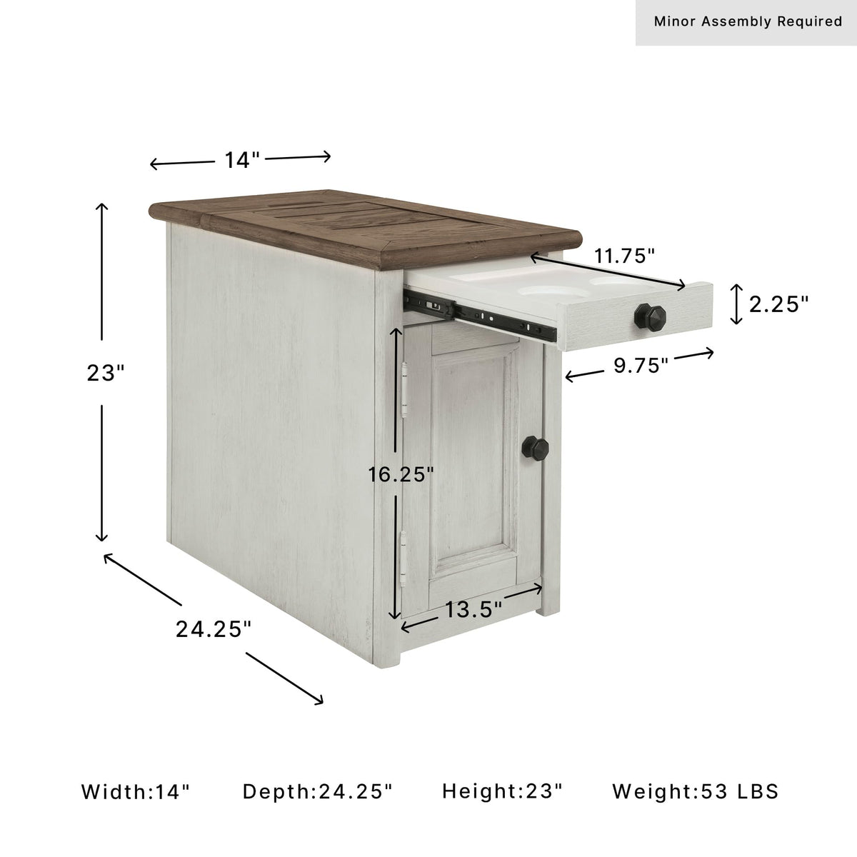 Bolanburg Farmhouse End Table with USB & Outlets