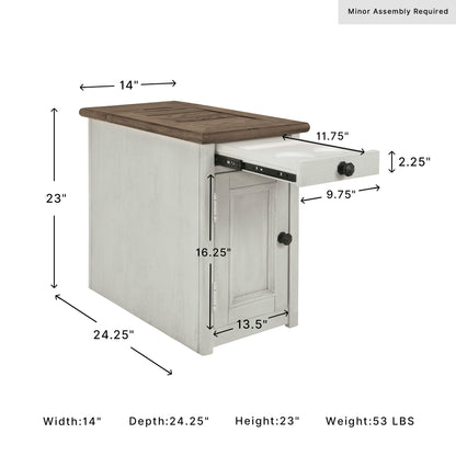 Bolanburg Farmhouse End Table with USB & Outlets