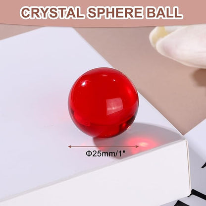 uxcell 25mm/1" Crystal Sphere Ball Glass Solid Decorative Sphere Crystal Ball Prop Ornament for Feng Shui Divination Fortune Telling Tabletop Fountain Decoration, Red