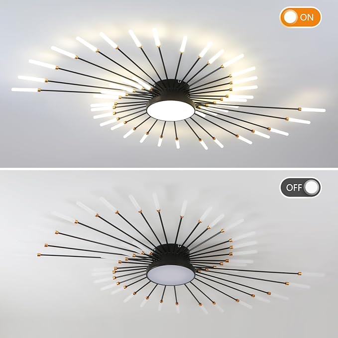 ziidoo Modern Ceiling Light, 42+1 Lights Metal Firework Designed Chic Led