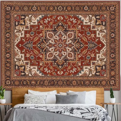 Vintage Floral Tapestry Wall Hanging Hippie Indian Bohemian Mandala Tapestry Aesthetic Retro Oriental Brown Small Tapestries for Mural Bedroom Living Room Dorm Decor 48 x 36 Inch