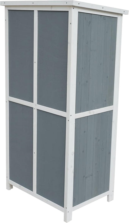 GDFStudio 54" Two-Tone Storage Shed Gray & White Design Outdoor Tool Storage House with Sloped Roof & 5 Customizable Compartments for Garden Patio Backyard, Gray