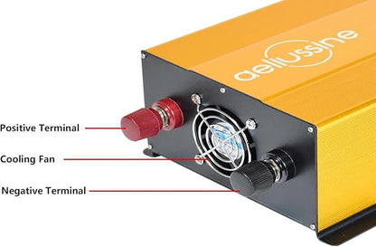 1000W Pure Sine Wave Inverter-48V DC to 110V 120V AC Power Converter with 2 AC Outlets, 48 Volt Power Inverter for Truck, Rv, Camping, Home
