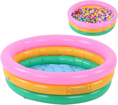 Kiddie Pool, Round Shape Bright Color Baby Basin Pool, Inflatable Swimming Pool for Indoor (L)