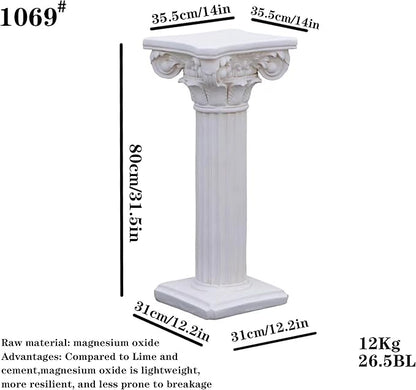 Decorative Roman Column Pedestal,MGO Cement with Fiber, Classical Garden Pillar, Indoor Outdoor Decor, Wrap Foam Safely Delivered from Local Warehouse (White, 31.5IN)