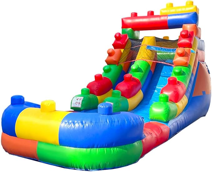 Inflatable Water Slides for Kids - Backyard Inflatable Water Slides with Splash Pool - Building Block Slide Complete with Blower, and Stakes - 21' x 9' - 12' Tall Slide