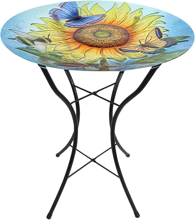 Briarwood Lane Sunflower Dance Glass Birdbath