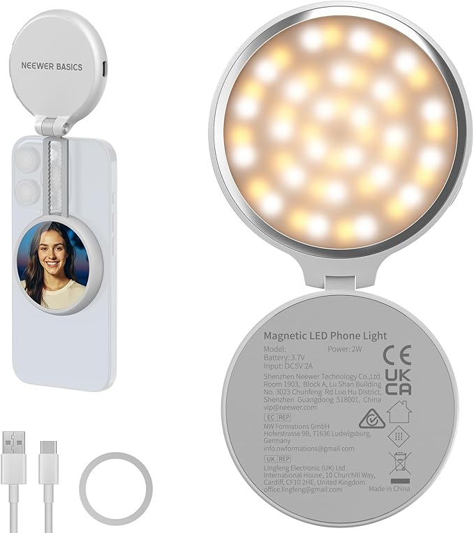 NEEWER Basics Magnetic LED Selfie Light Compatible
