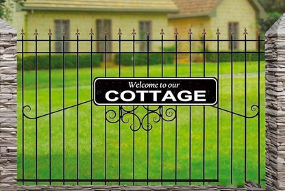 Welcome to Our Cottage Metal Sign - Rustic Country Decor for Cabin, Lodge & Lake House - Vintage Kitchen or Dad's Den Wall Art - 16 x 4 Inch Tin Sign