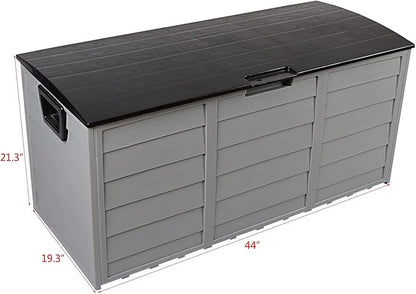 75 Gallon Resin Deck Box, Waterproof Outdoor Storage Box with Wheels, Lockable Lid and Handles, Large Deck Storage for Outdoor Gear, Patio Furniture Cushion, Gardening Tools, Black
