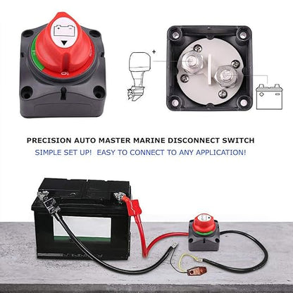 Marine Battery Disconnect Switch - Premium On-Off Position Master Cut Off - 6V 12V 24V 48V - Battery for Boat, ATV, RV, UTV, Heavy Duty Waterproof Isolato Switch, 275/1250 Amps (On-Off)