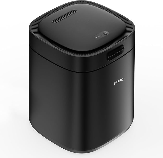 Karfo Electric Composter for Kitchen, Smart Compost Bin Outdoor/Indoor, Odorless Single-Button Auto Operation, Turn Food Waste to Fertilizer for Plants, Food Waste Compost Machine （Black）