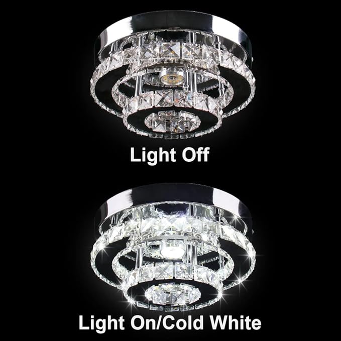 Mini Chandelier LED Crystal Ceiling Light 2 Layers Flush Mount Ceiling Light