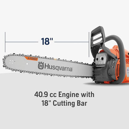 Husqvarna 440 Gas Chainsaw, 40-cc 2.4-HP, 2-Cycle X-Torq Engine, 18 Inch Chainsaw with Smart Start, For Wood Cutting and Tree Trimming, 970612318