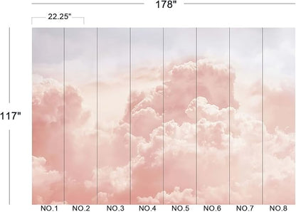 Pink Clouds Wall Mural Wallpaper for Bedroom 178" x 117"