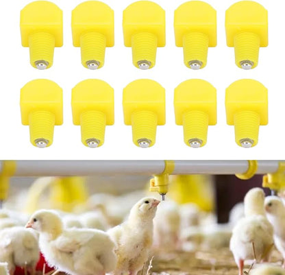 Chicken Waterer 10pcs Automatic Chicken Water Nipples, Sturdy Plastic Chicken Waterer Poultry Nipples Drinker Waterer Yellow, Duck Screw Water Drink Feeder