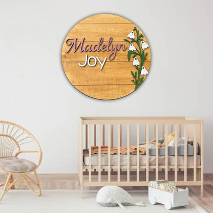 Personalized Wooden Name Sign - Custom Baby Name Signs for Nursery & Kids Room, Baby Announcement Sign, Wall Name Signs Personalized, Round Wooden Letters for Nursery Decor (Design 4)