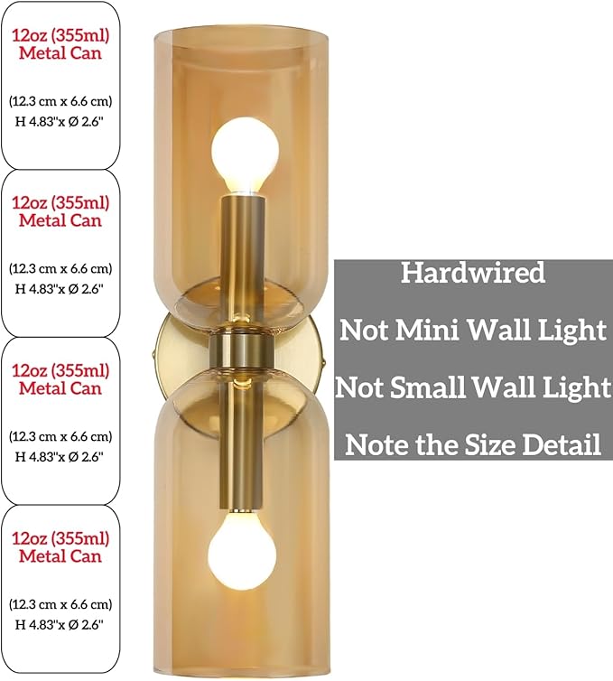 Minimalist 2-Light Gold Wall Sconces