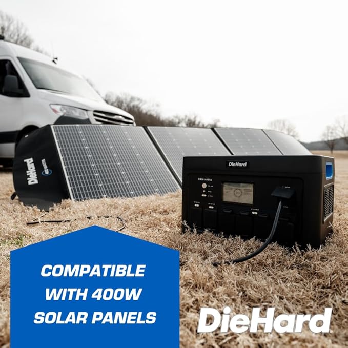 DieHard Portable Power Station 2400-Watt (4800-Watt Peak) 2048Wh - Quiet Solar Generator, Lightweight Solution for Home Backup, Weather Emergencies, Outdoor Recreation, Jobsite and More