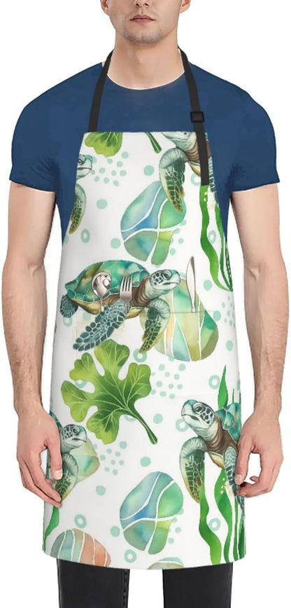 Serene Swan In Stream Adjustable Waterproof Apron Work Cooking Apron With Pockets For Men Women