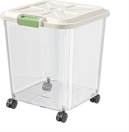 RPZ Large Capacity Pet Food Storage Container with Wheels, Airtight Dog Cat Food Storage Bin for Kitchen Pantry, 10-55 lbs Bulk Dry Food Storage with Built-in Scoop & Locking Lid-5kg