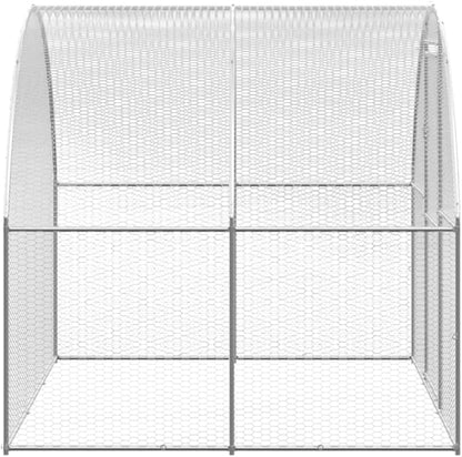 Large Outdoor Chicken Coop Walk-in Metal Run 9.8 x 9.8 x 6.6 Ft Galvanized Steel Enclosure for Poultry Ducks Goats Small Animals Backyard Shelter