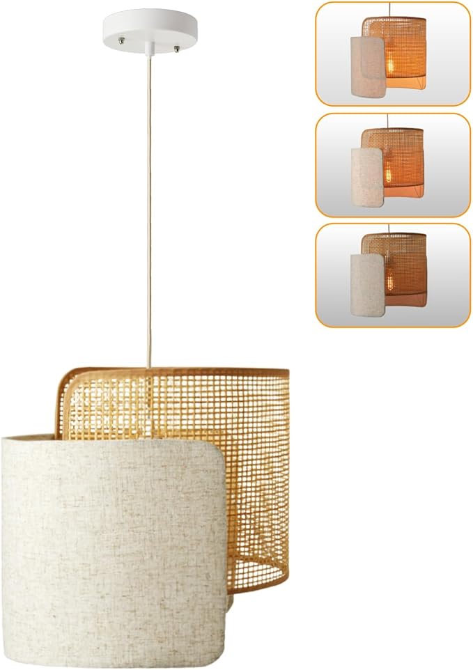 Boho Pendant Light Fixture, 5”-34.5” Adjustable Height Hanging Lights, Boho