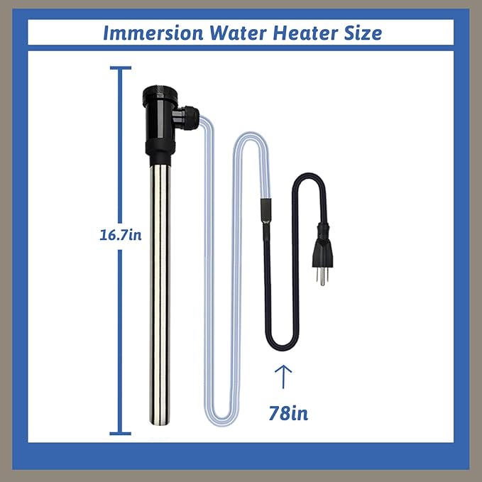 1800W Submersible Water Heater Portable Electric Hot Tub and Pool Immersion Water Heater with Temp Control, WiFi Timer for Baptistry, Spa, Inflatable Pool, above ground pool and Bathtub