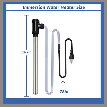 2000W Immersion Water Heater Portable Electric Hot Tub and Pool Submersible Water Heater with WiFi Timer and Auto Shut Off for Spa, Above Ground Pool, Bathtub, Swimming Pool and Baptistry.