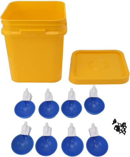 GLOGLOW Automatic Chicken Waterer Bowl, Durable Plastic with Gravity System, 12L Drinker for Chickens, Ducks and Other Poultry (Bucket + Bowl + Black Screws)