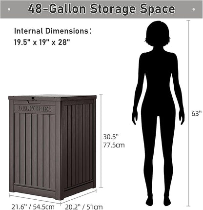 Package Delivery Box for Outside, 48 Gallon Storage with Lockable Secure, Large Double Wall Resin Outdoor Package Delivery Waterproof Deck