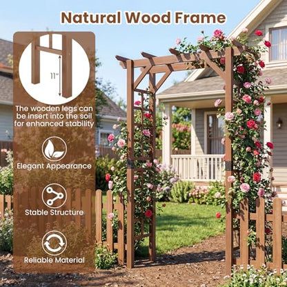 7FT Wood Garden Arbor Trellis
