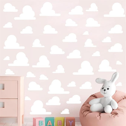 White Cloud Wall Decals Vinyl Clouds Wall Sticker Removable Cloud Decals Peel and Stick Kids Wall Stickers Removable Cute Clouds Stickers for Nursery Kid Bedroom Baby Room Playroom Decor