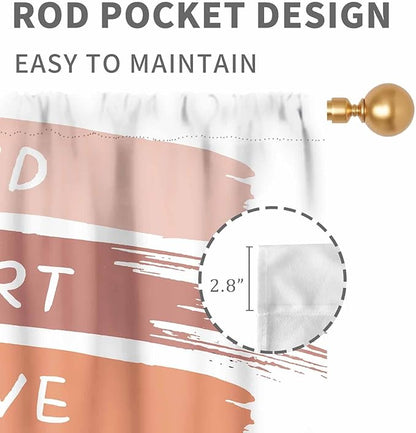 Rainbow Curtains for Classroom, Kids Girls Baby Boho Cute Inspirational Motivational Quotes Cartoon Colorful Pastel Nursery Classroom Bedroom Living Room Bathroom Window Drapes 2 Panels, 84"x63" Inch