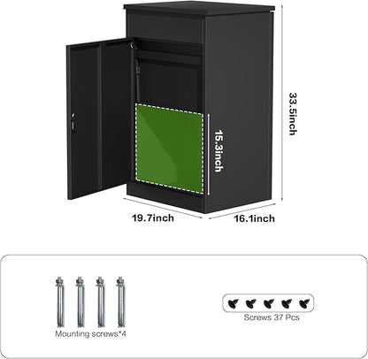 Package Delivery Boxes for Outside,Enlarged Porch Box for Packages with Coded Lock,Large Space,Waterproof,Cold-Rolled Steel Package Lock Box (19.7”x16.1”x33.5”)