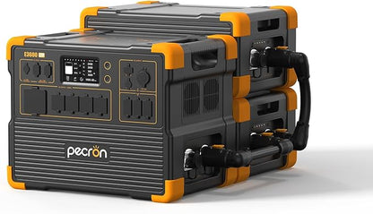 pecron Portable Power Station 3072Wh E3600LFP with 2xEP3000-48V(3072Wh) Expandable to 9216Wh, 5x3600W AC Outlets Power Station, LiFePO4 Battery Backup Solar Generator for RV, Camping, CPAP, Emergency