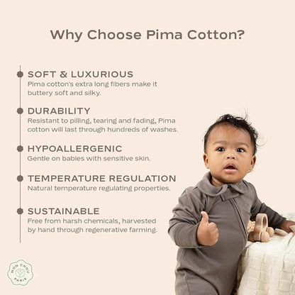 MON CHOU Knit Baby Blanket for Boys & Girls - Luxuriously Soft Pima Cotton for Crib, Nursery, or Stroller - Lightweight, Breathable Organic Cotton Baby Blanket - 30” x 37” (Ivory)