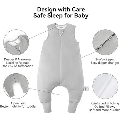 BubblePanda Rayon Made From Bamboo Toddler Sleep Sack with Feet 3t-4t Months 2.5 Tog Winter Ultra Soft Warm Baby Sleep Bag Walker Quilted Thick Wearable Blanket with Legs 2-Way Zipper