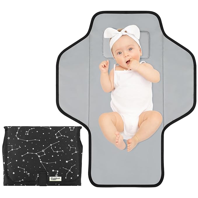 Portable Changing Pad Travel - Waterproof Compact Diaper Changing Mat with Built-in Pillow - Lightweight & Foldable Changing Station