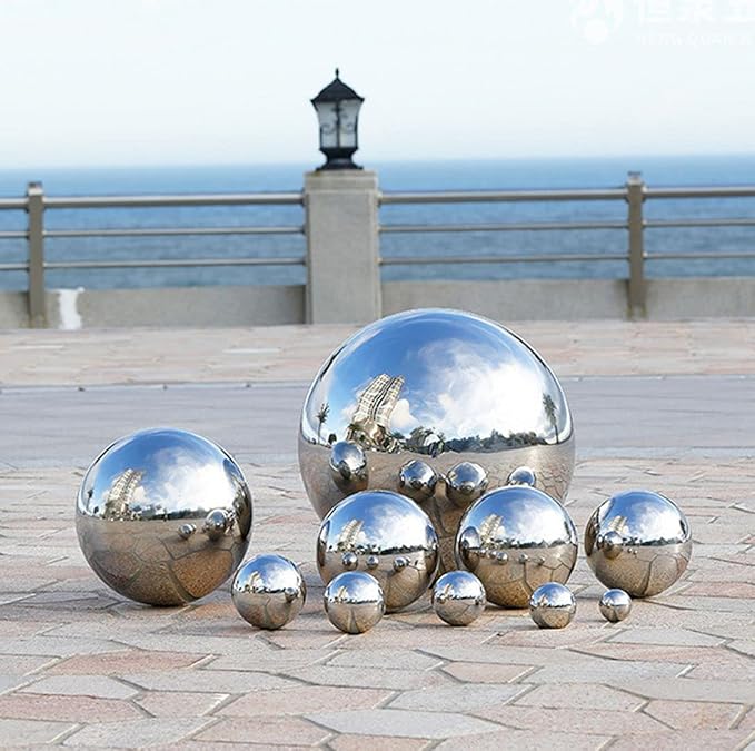 Nerien Gazing Ball, 2 Inch Stainless Steel Garden Mirror Globe, Polished Ornament Sphere, Hollow Floating Reflective Hemisphere, for Home Outdoor Pond Housewarming Swimming Decoration, Silver, 5pcs