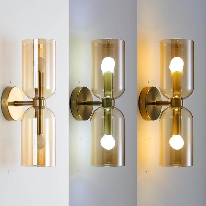 Minimalist 2-Light Gold Wall Sconces