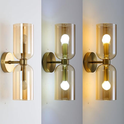 Minimalist 2-Light Gold Wall Sconces