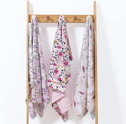 CREVENT Baby Girls Blanket for Crib Stroller Cot Cradle Car, Supper Soft and Pretty - Lavender Grapes 30x40 Inches
