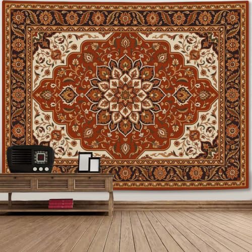 Boho Floral Tapestry Wall Hanging Hippie Indian Bohemian Mandala Tapestry Aesthetic Flower Medallion Red Small Tapestries for Mural Bedroom Living Room Dorm Decor 48 x 36 Inch