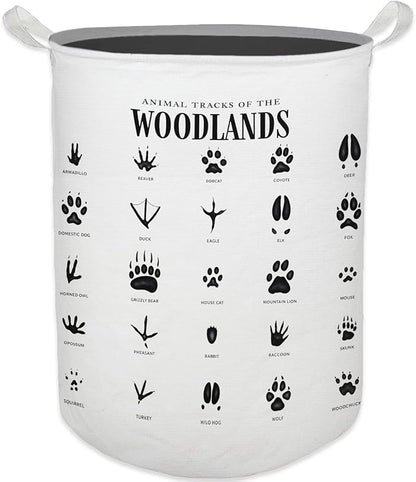 Kids Laundry Basket, Animal Tracks of the Woodlands Laundry Basket Hamper Waterproof Collapsible Storage Bin Organizer for Bedroom Bathroom Boys Girls Kids Nursery Toddler Room Clothes Toys
