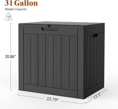 22 Gallon Outdoor Storage Box, Deck Box Waterproof, Resin Outside Storage, Storage Bin for Package Delivery, Patio Furniture Cushion, Pool Accessories, Weatherproof and UV Resistant