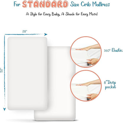 Threadmill Organic Baby Crib Sheets for Boys & Girls | 100% Organic Cotton Fitted Crib Sheet for Standard Crib Mattress | 2 Pack Unisex Cozy Toddler Sheets, Machine Washable | White