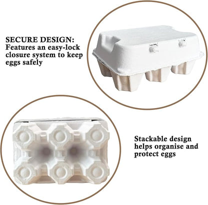 Farm Fresh Egg Cartons, White, 6-Cavity Jumbo Size for Duck and Turkey Eggs, Blank Top for Custom Labels, Commercial and Home Use (50)