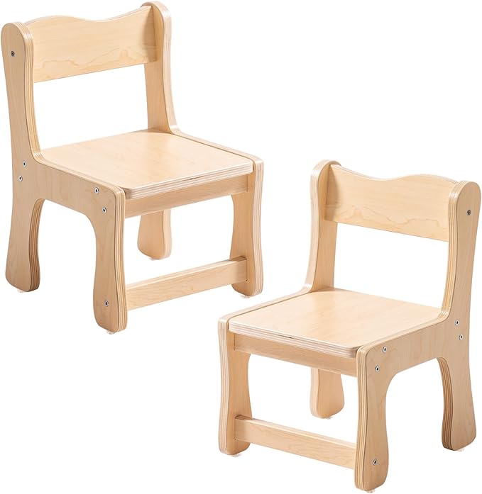 ROBOTIME Kids Wooden Chairs, 2-PCS Toddler Chairs for Table for Playroom, Children's Wooden Playroom Furniture, Kids Furniture for Eating, Reading, Playing